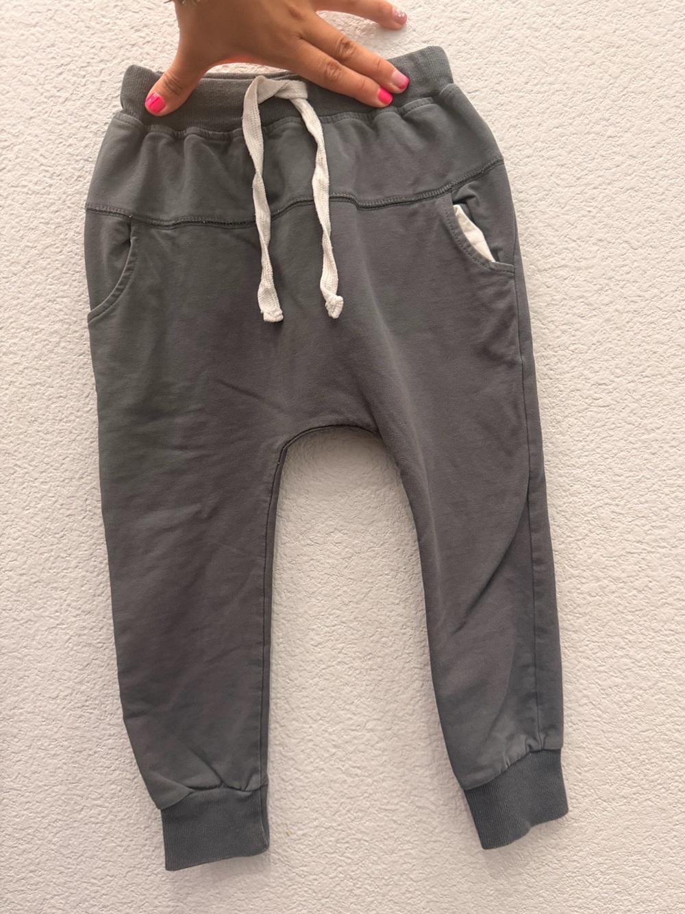 Little Bipsy Charcoal Gray Jogger Sweatpants with White Drawstring